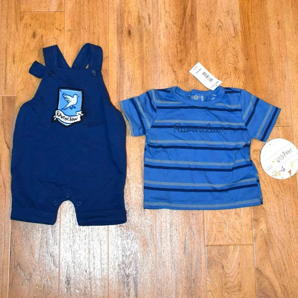 NWT Box Lunch Harry Potter‎ Ravenclaw 2 Piece Overall Outfit Sz 3 Months
